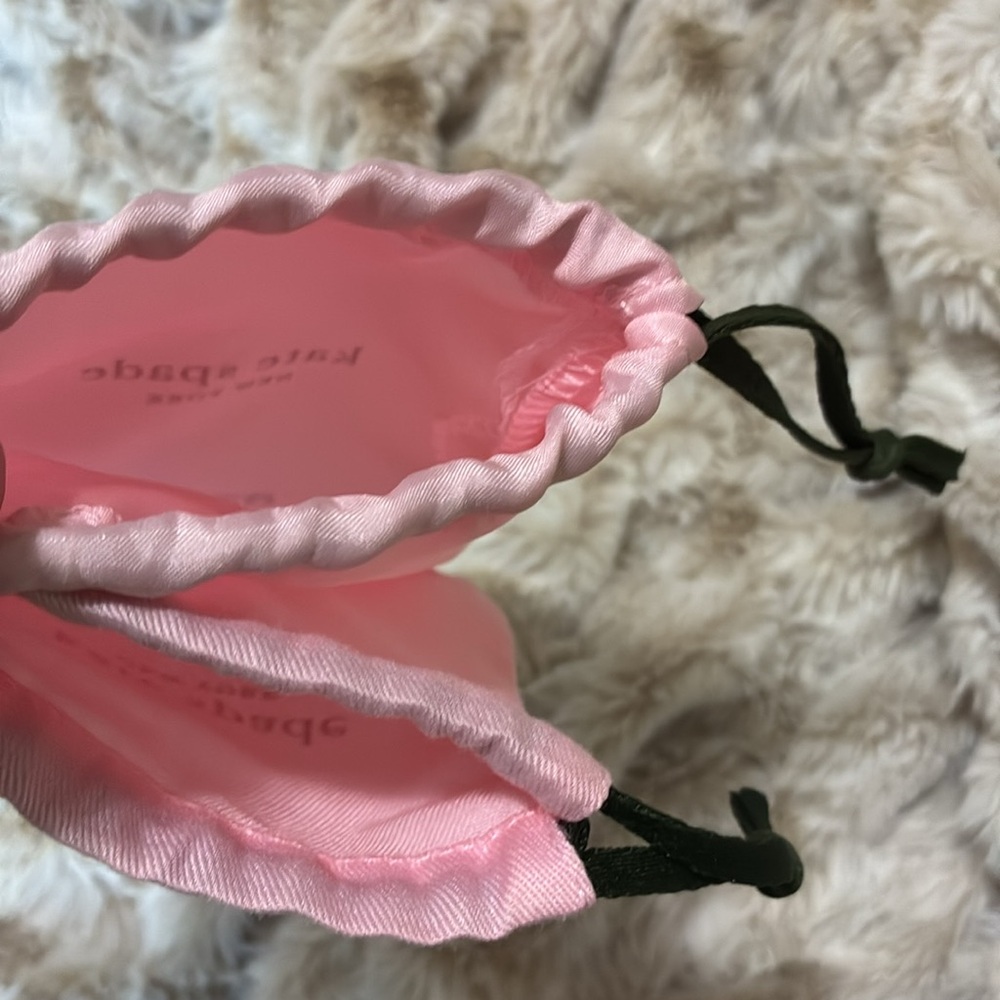 Kate Spade Blush Pink Satin small jewelry pouches / drawstring dust bags lk new - Picture 8 of 14